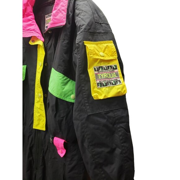 Vintage Tyrolia By Head Ladies Celtech Ski Suit Size 8 Black Pink Green Yellow N - Picture 12 of 16